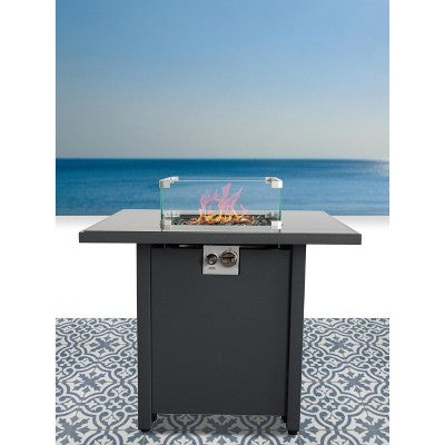 25 inch H x 30 inch W Steel Outdoor Fire Pit Table with Lid