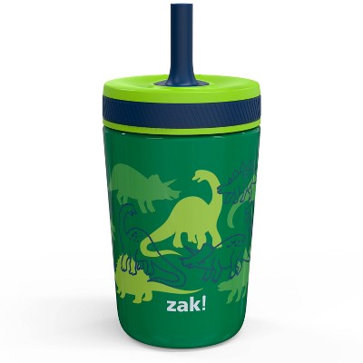 Zak Designs 12oz Stainless Steel Dino Double Wall Kelso Tumbler: Kids Straw Cup, Dishwasher-Safe, Multicolor