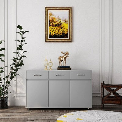 Okak Modern Buffet Cabinet with Storage, Sideboard with 3 Doors & 3 Drawers, Accent Side Table Coffee Bar for Living/Dining Room Entryway