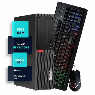 Refurbished Lenovo ThinkCentre M920S Desktop Computer-Intel i5-16GB RAM-500GB SSD-Wired Keyboard & Mouse-Windows 11 Pro-Manufacturer Refurbished