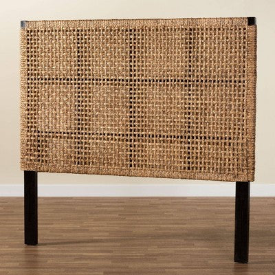 bali & pari Alise Seagrass and Mahogany Wood Headboard