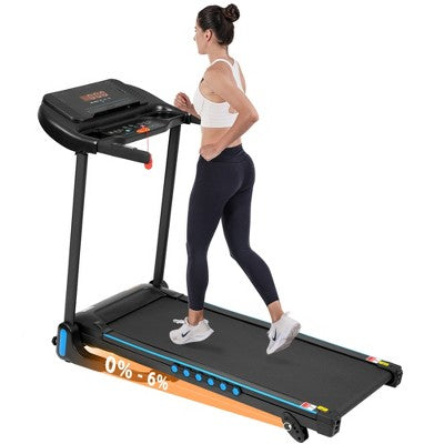 Sevobal Home Gym Equipment Folding Treadmill with Pulse Sensor Walking Jogging Machine 3 Level Incline 12 Preset Programs, Black, 55.5"*24.2"*41.5"