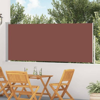 Aghana Digitals Retractable Brown Polyester Side Awning with PU Coating & Powder-Coated Steel Frame