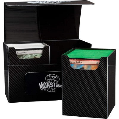 Monster Protectors Magnetic Double Deck Box- Black, Holds 150 Gaming TCGs, Works w Standard & Smaller Size Gaming Trading Cards - Great Christmas Gift