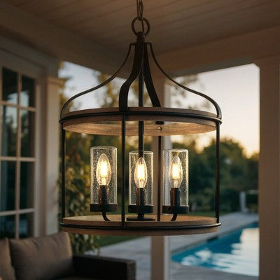 Urban Ambiance Luxury Farmhouse Outdoor Pendant 20.625''H x 16''W, Midnight Black Finish, Gilbert Collection, UHP1421