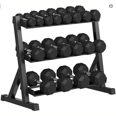 COZONY Rubber Coated Hex Dumbbell Set with Storage Rack, 450LB Total Weight for Home Gym