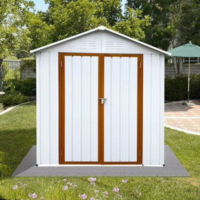 Gulches Outdoor storage sheds 4FTx6FT Apex roof ,Tool Shed with All-Weather Design ,White+Yellow