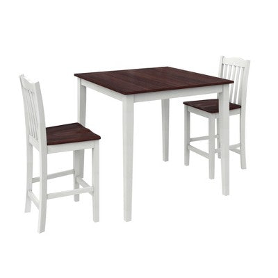 DHP Shiloh 3-Piece Counter Height Dining Set, Rustic Mahogany/White