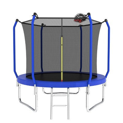YUHAO Kids Trampoline with Basketball Hoop,ASTM Approved Reinforced, Outdoor Toys,10FT Blue