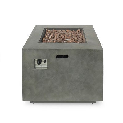Gulches 33" Square Iron Propane Fire Pit - 50,000 BTU, Rust-Resistant Matte Finish, Built-in Tank Storage, No Assembly