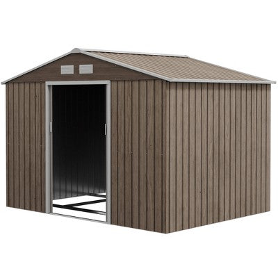 Outdoor Shed Garden Storage Shed Tool Storage Building with 4 Vents and 2 Sliding Doors, 9 x 6 FT