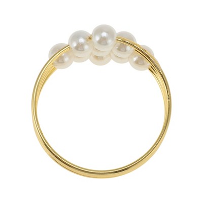 Unique Bargains Napkin Holder Rings Faux Pearls Stainless Steel Gold Tone 1 Pc