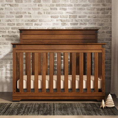 Child Craft Redmond 4-in-1 Convertible Crib, Converts toToddler Bed, Day Bed & Full Size Bed, 3 Mattress Positions, Baby Safe Finish (Coach Cherry)
