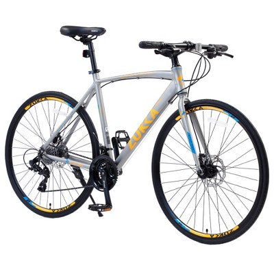 VASIP 24-Speed Hybrid Bike for Men & Women - 700C City Commuter Bicycle with Disc Brakes - Comfortable Urban Riding,Blue