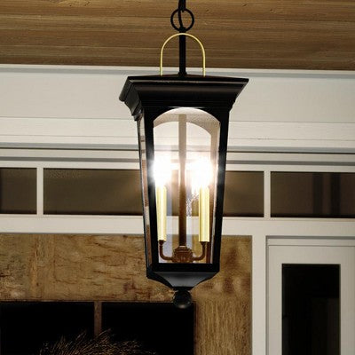 Urban Ambiance Luxury Cosmopolitan Outdoor Pendant Light, 23.875"H x 9"W, Midnight Black Finish, UHP1261