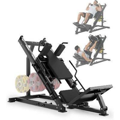 Leg Press Hack Squat Machine 2 in 1 Combo Workout Machine for Home Gym with Linear Bearing & Solid Steel Pipe, Lower Body Strength Training