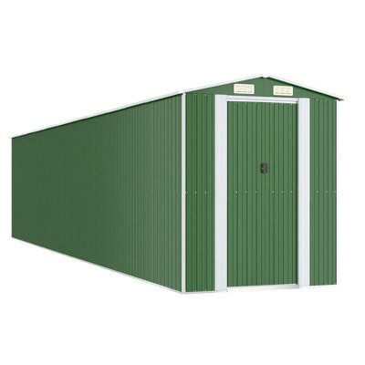 vidaXL Garden Shed Green Galvanized Steel Large Garden Shed - 75.6" x 369.3" x 87.8"