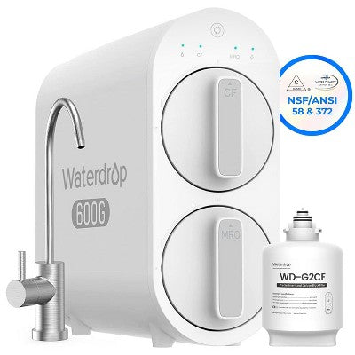 Waterdrop G2P600 Reverse Osmosis System, 600 GPD Tankless, 7 Stage Filtration, 2:1 Pure to Drain,Extra 1 WD-G2CF Filter(1-Year)