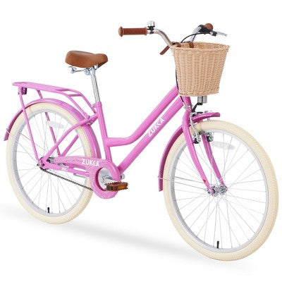 CAVINAS Kids Bike with Basket, Multiple Colors Single Speed Bicycle, Low Frame City Bike with Full-Coverage Chain for 10+Years Old Kids