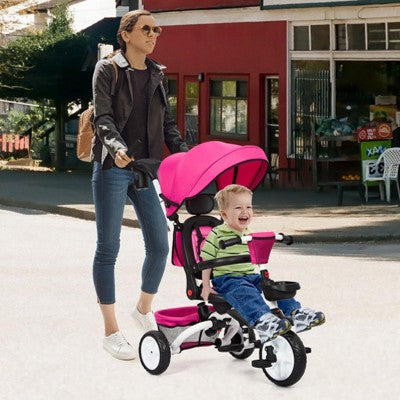 Foldable Baby Tricycle for Kids, 7 in 1 Toddler Tricycle Stroller for 1-5 Year Old