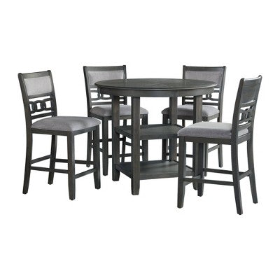 5pc Taylor Counter Height Dining Set with Shelf & Faux Leather Chairs - Picket House Furnishings