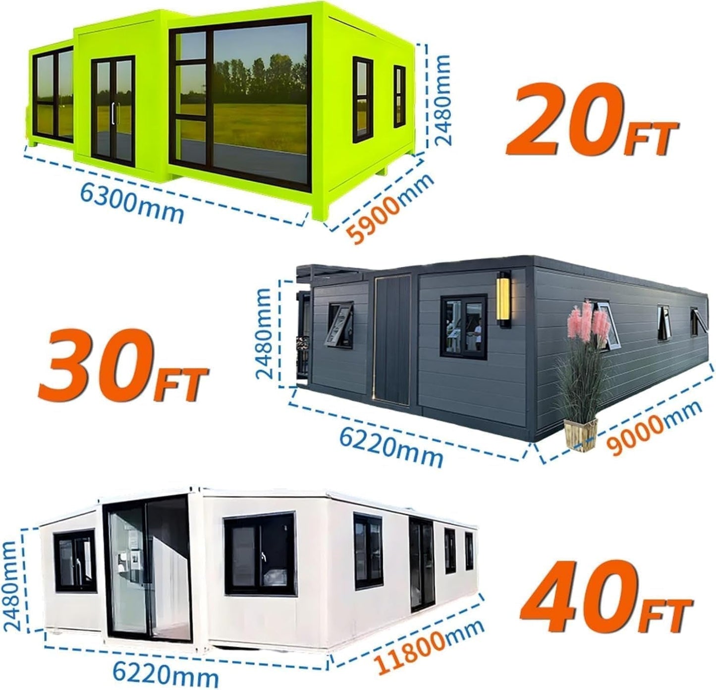 Quick Build Expandable Tiny Home, 2 Bedroom 1 Bath Prefab Cabin - Modular Foldable Design with Kitchen, Ideal for ADU or Off-Grid