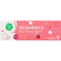 Food Club Soda, Strawberry, Caffeine Free, 12 Pack️