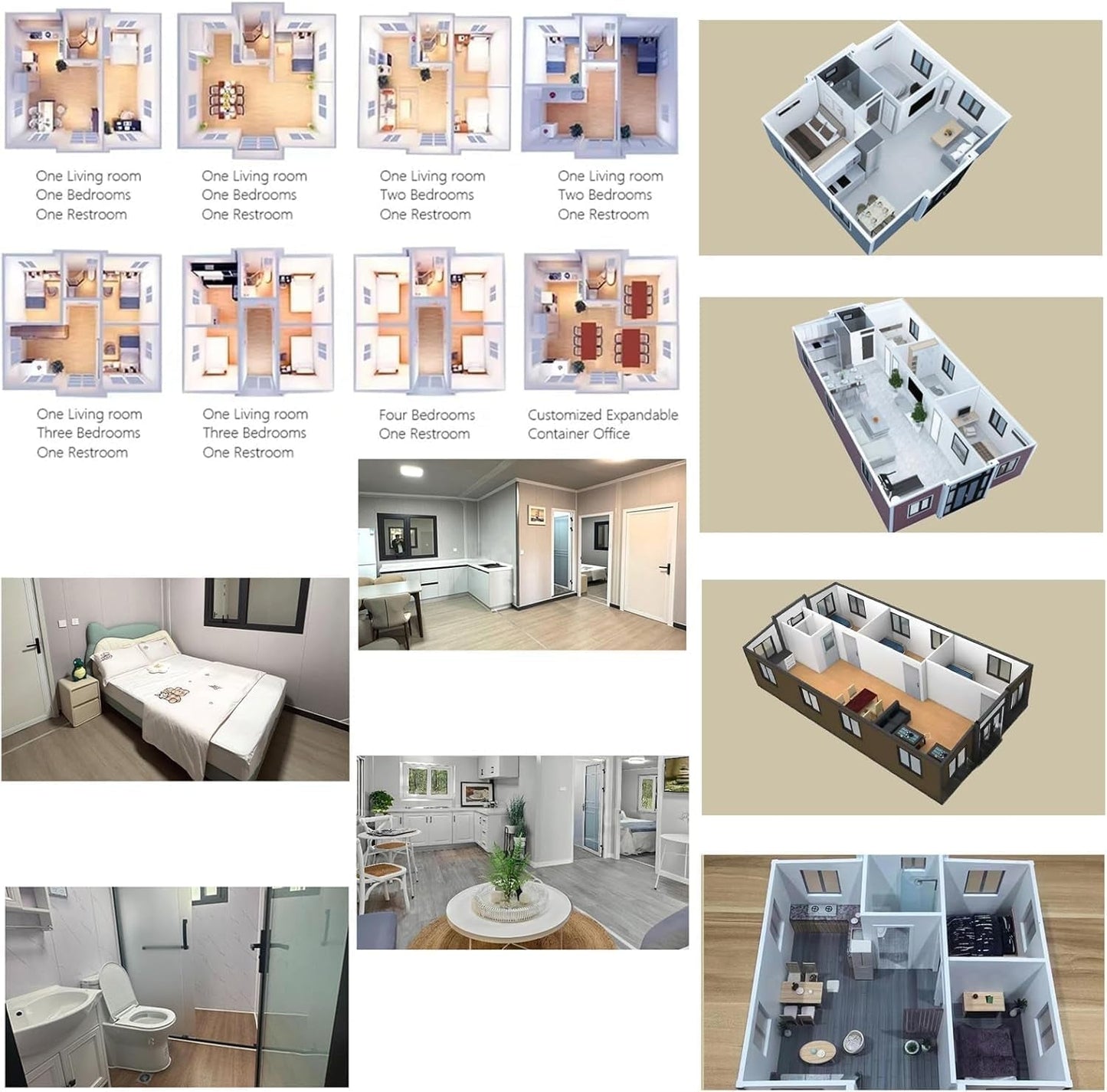 Prefab Tiny Home for Sale, Modern Design Luxury Tiny Houses with 2 Bedroom to Live In, Modern Extendable Container House with Full Bathroom for Adult Living, Foldable Boxable House for Mobile Living