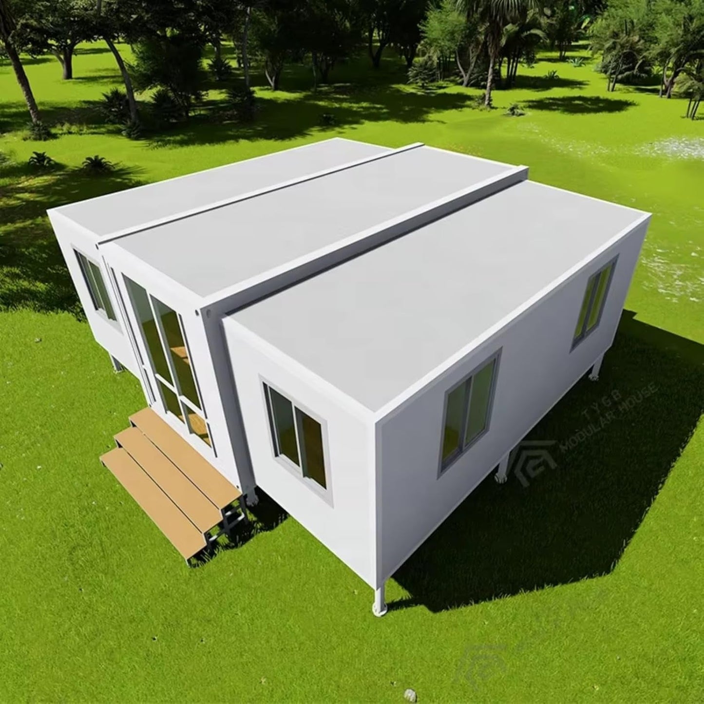 Prefab Tiny Home for Sale, Container House, Tiny House to Live in for Adults, Portable Modular Tiny Home with 2 Bedrooms 1 Full Bathroom & Kitchen, Prefabricated Expandable Mobile Tiny Homes for Sale