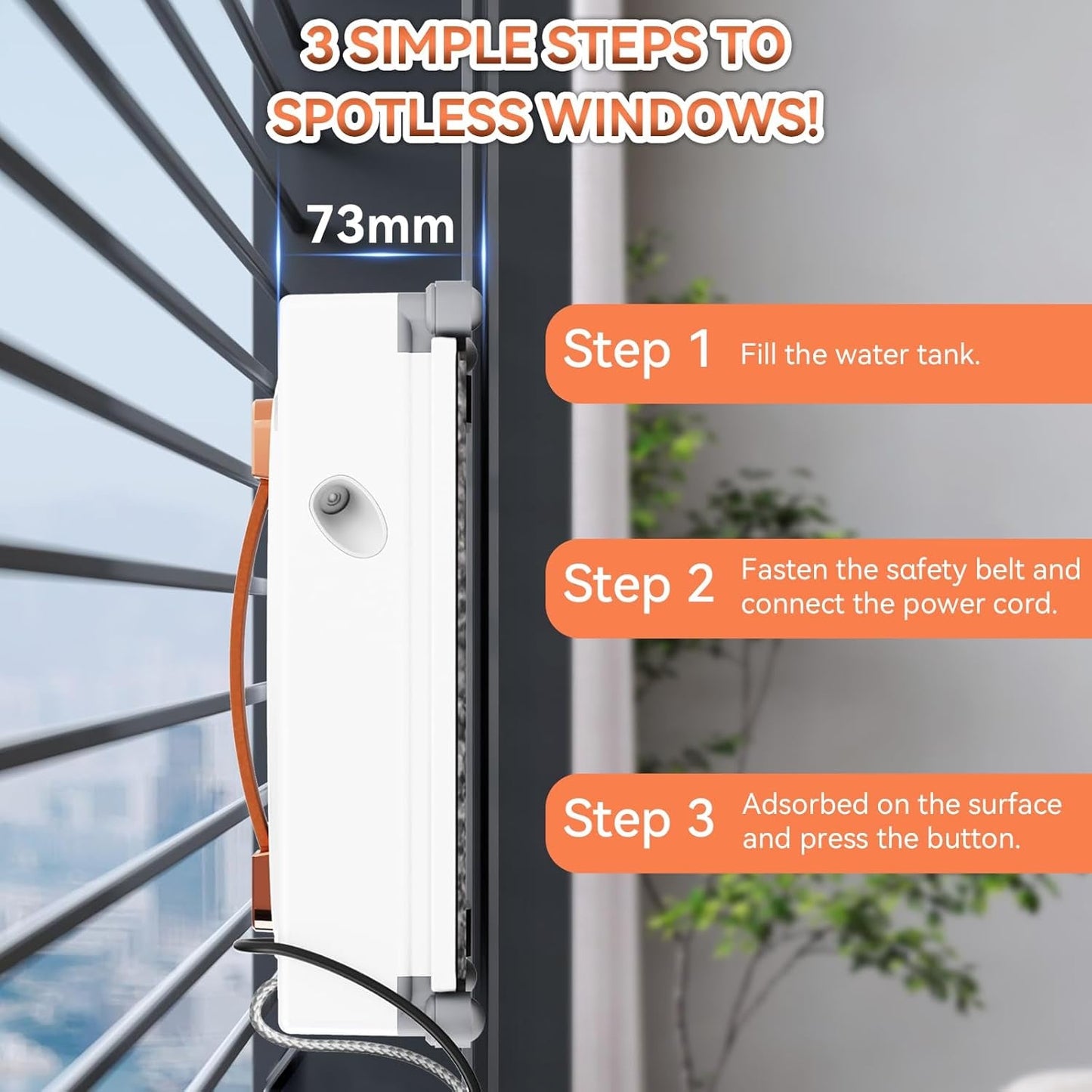 Window Cleaning Robot, 3000Pa Auto Windоw Cleaner Robot with Intelligent Path Planning & Edge Detection, Anti-Drop Prоtection, Dual Spray, Cleaner Tool for Tiles Railing Glass