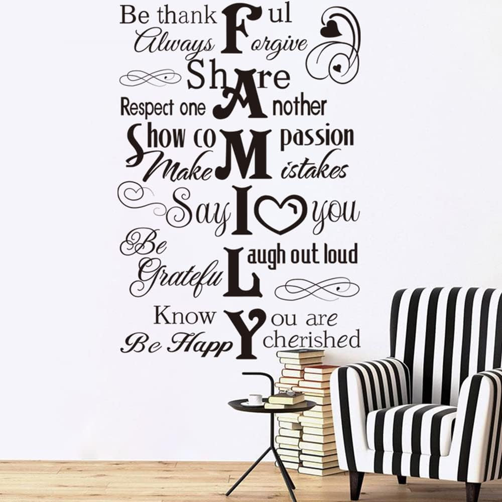 Family Saying Wall Art Stickers Inspirational Quotes Wall Decals Living Room Bedroom Home Decor