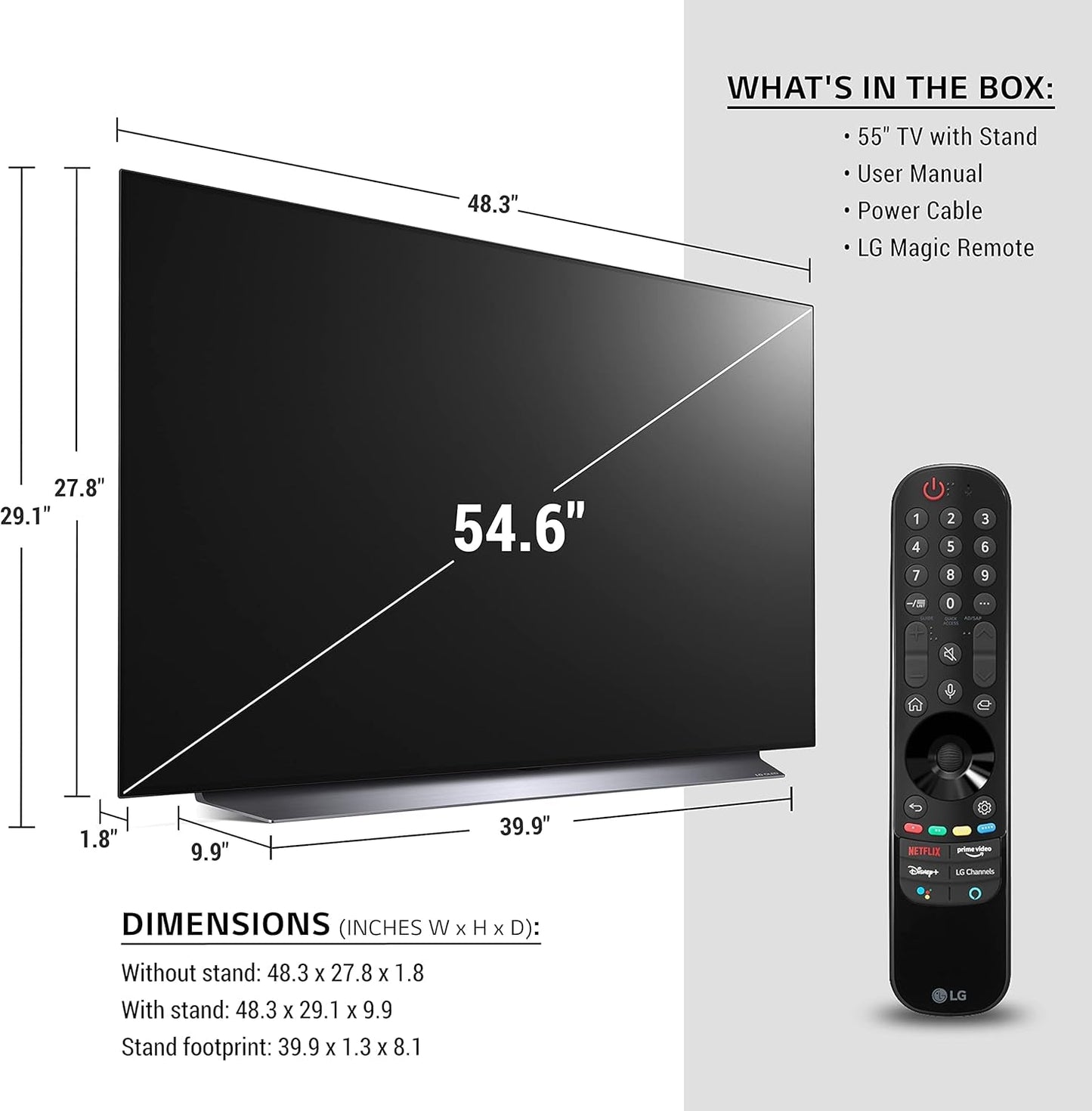 OLED C1 Series 55” Alexa Built-In 4K Smart TV (3840 X 2160), 120Hz Refresh Rate, Ai-Powered 4K, Dolby Cinema, Wisa Ready, Gaming Mode (OLED55C1PUB, 2021)