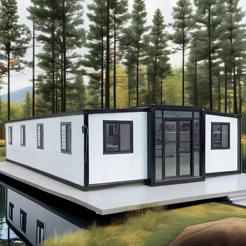 40FT Tiny Homes for Sale Prefab Portable Modular Tiny House to Live in for Adults Modular Mobile Home with 2 3 4 Bedroom Expandable Container House Foldable House with Fully Equipped Bath & Kitchen