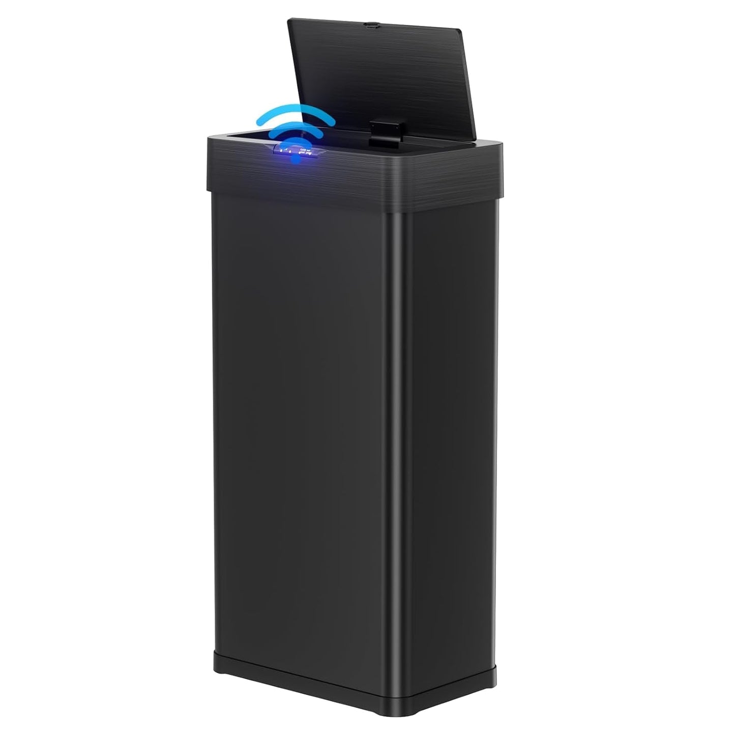 16 Gallon Motion Sensor Trash Can,Touchless Automatic Garbage Can,Brushed Stainless Steel Smart Bin,With Bag Holder,Soft Close Lid,For Kitchen,Office,Rv,Bedroom,Living Room (Black, 60L)