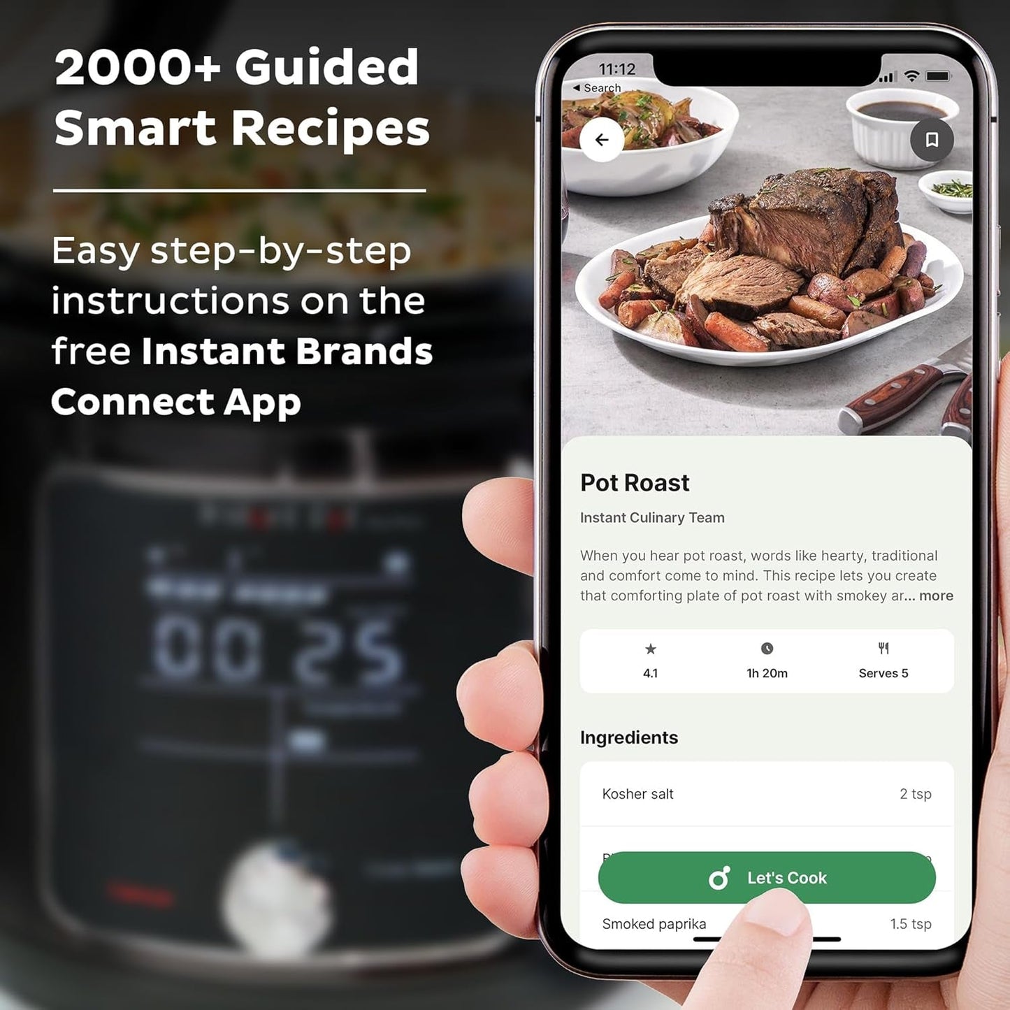Pro plus Wi-Fi Smart 10-In-1, Pressure Cooker, Slow Cooker, Rice Cooker, Steamer, Sauté Pan, Yogurt Maker, Warmer, Canning Pot, Sous Vide, Includes App with over 800 Recipes, 6 Quart