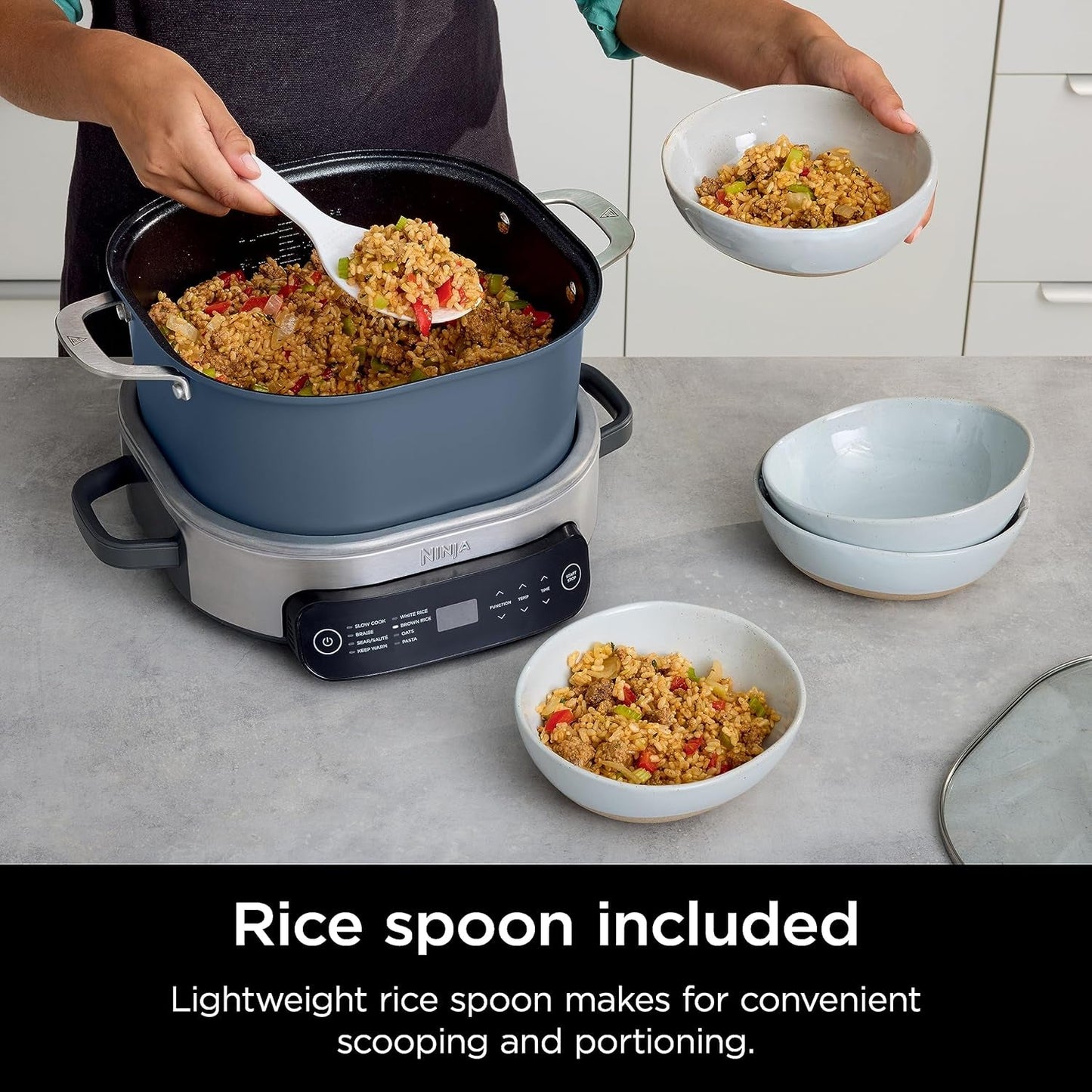 MC1101 Foodi Everyday Possible Cooker Pro, 8-In-1 Versatility, One-Pot Faster Cooking Replaces 10 Tools, Family-Sized Capacity with Adjustable Temp Control, 6.5 Quarts, Midnight Blue