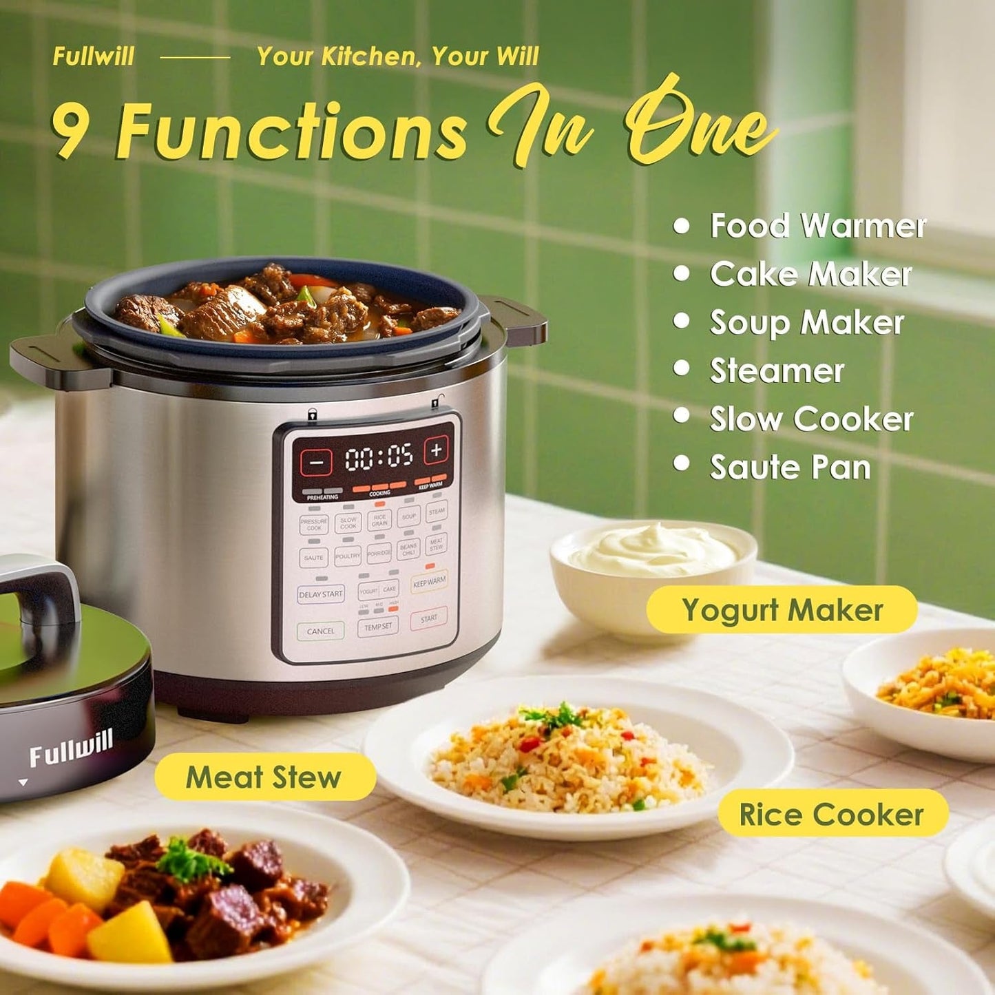 9-In-1 Electric Pressure Cooker(2025 Upgraded), 12 Presets Instant Multi Cooker, Olla De Presion Nonstick Pot 6 Quarts
