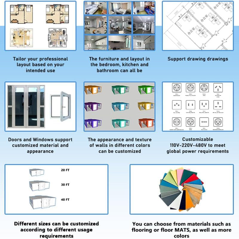 Prefab Tiny Home for Sale 20Ft Portable Tiny Home Kit with 2 Bedrooms 1 Fully Equipped Bathroom and Kitchen Expandable Container House for Minimalist Living and Compact Spaces