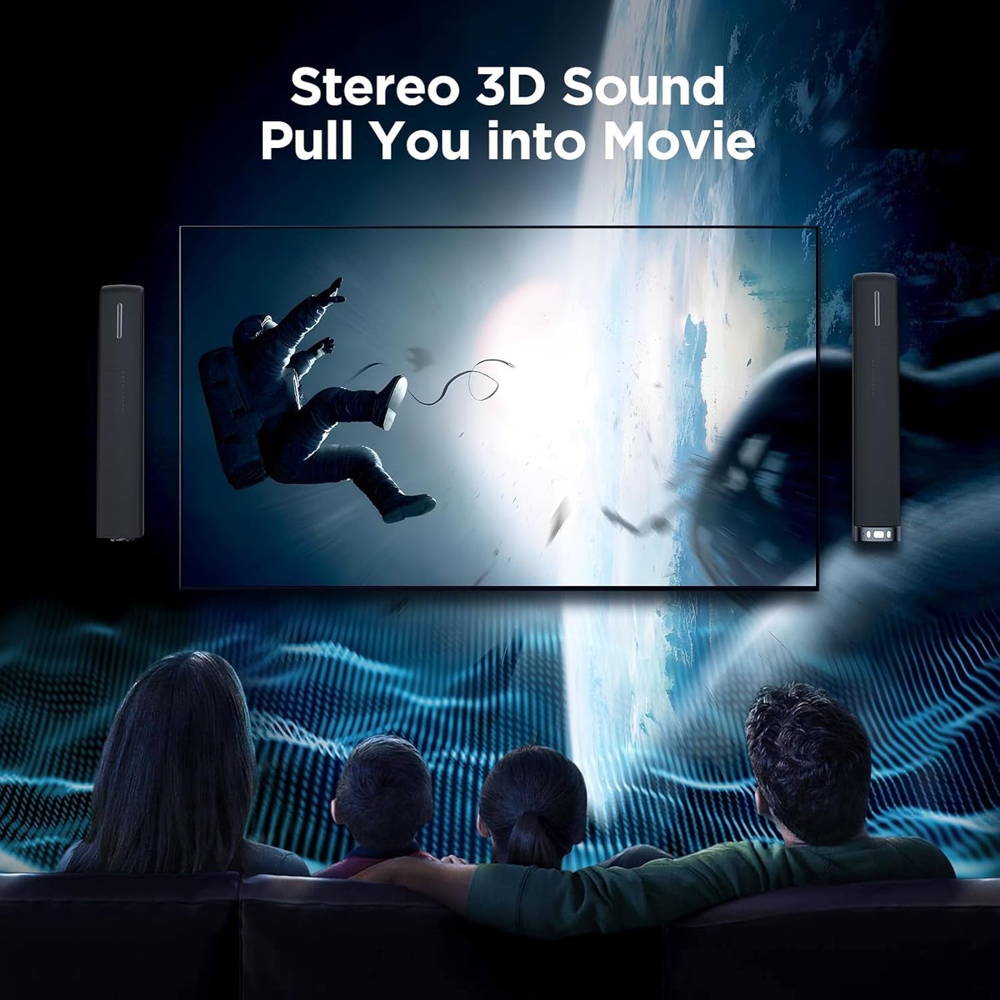 Sound Bar for Smart TV,90W Soundbar with Bluetooth/Arc/Optical/Aux Connect, Auto Volume Boost, 3 Customizable Equalizer Modes, 2 in 1 Detachable Soundbar for Tv/Pc/Gaming/Projectors