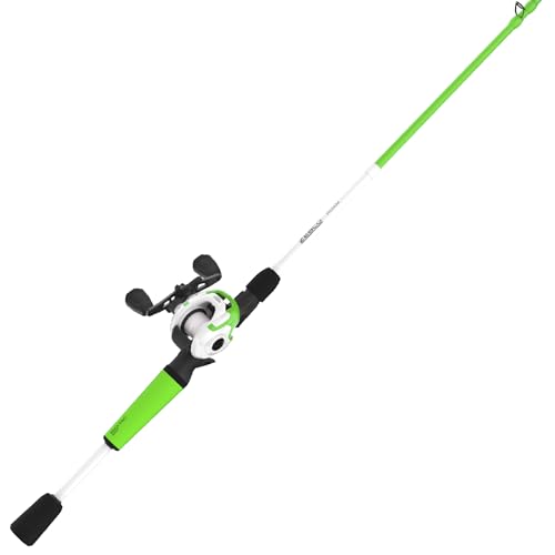 Zebco Roam Baitcast Reel and Fishing Rod Combo, 6-Foot 6-Inch 2-Piece Fiberglass Fishing Pole with Split-Grip MaxTac Rod Handle, Lightweight Graphite Frame, Right-Hand Retrieve
