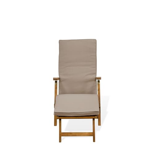 East West Furniture BSLCDNA Salinas Patio Chair Lounge - Outdoor Acacia Wood Sunlounger Chair for Poolside, Deck, Lawn, 59...