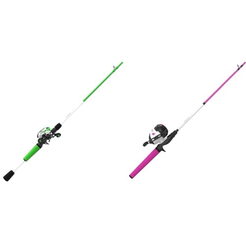 Zebco Roam Baitcast and Spincast Fishing Rod and Reel Combos with 6-Foot 6-Inch and 6-Foot 2-Piece Fiberglass Fishing Poles
