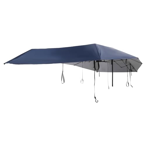 15.09x7.55ft Car Canopy Umbrella, Car Sun Shade Umbrella Cover Tent with Wind-Proof Ropes, Semi Automatic Portable Roof Te...