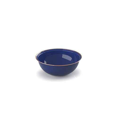 GSI Outdoors Mesa 2-Person Enamelware Dining Set 6-Pieces ? Lapis with Bronze-Finished Stainless Steel Rim, Dishwasher Safe, Lapis