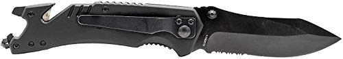 Smith & Wesson M&P 8.5in High Carbon S.S. Spring Assisted Folding Knife with 3.5in Serrated Drop Point Blade and Rubber Ha...