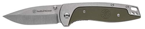 Smith & Wesson Freighter 7.6in High Carbon S.S. Folding Knife with 3.2in Drop Point Blade and Stainless/G10 Handle for Out...