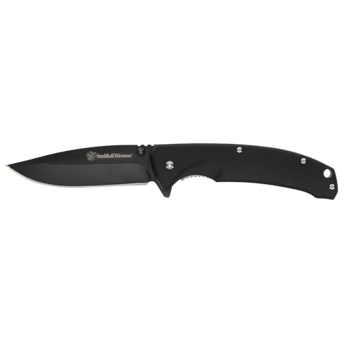 Smith & Wesson Velocite 7.75in High Carbon S.S. Assisted Folding Knife with 3.5in Clip Point Blade and Polymer Handle for ...