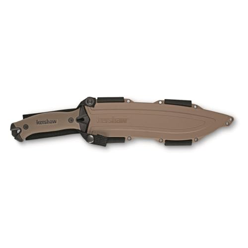 Kershaw Camp 10 - Tan Machete, Fixed Blade Knife, 10-in. 65Mn Carbon Steel Blade Includes Sheath, Camp Series Machete, Out...