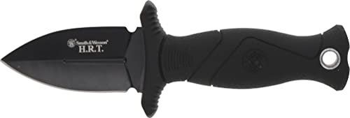 Smith & Wesson 5in High Carbon SS Fixed Blade Knife with 2in False Edge Blade and Stainless Steel Finish for Outdoor Tacti...