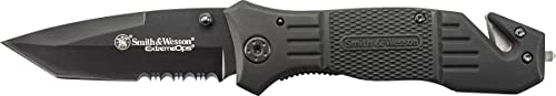 Smith & Wesson SWFR2S 8in High Carbon S.S. Folding Knife with 3.3in Tanto Point Serrated Blade and Aluminum Handle for Out...